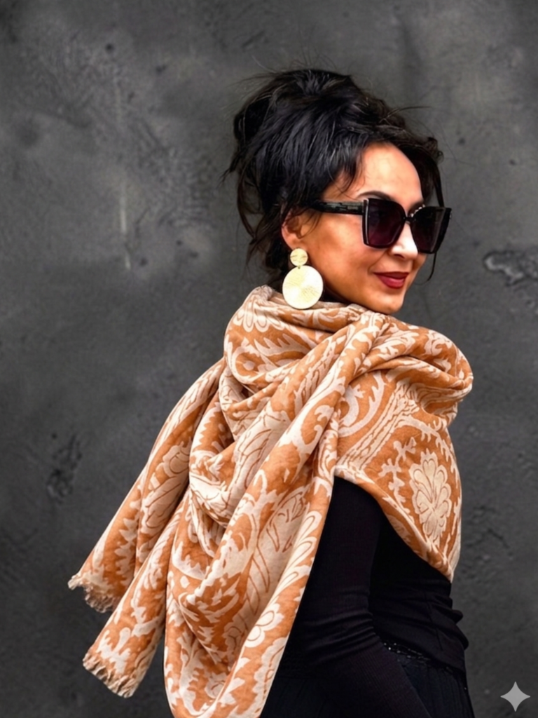 Apricot Sera silk Scarf