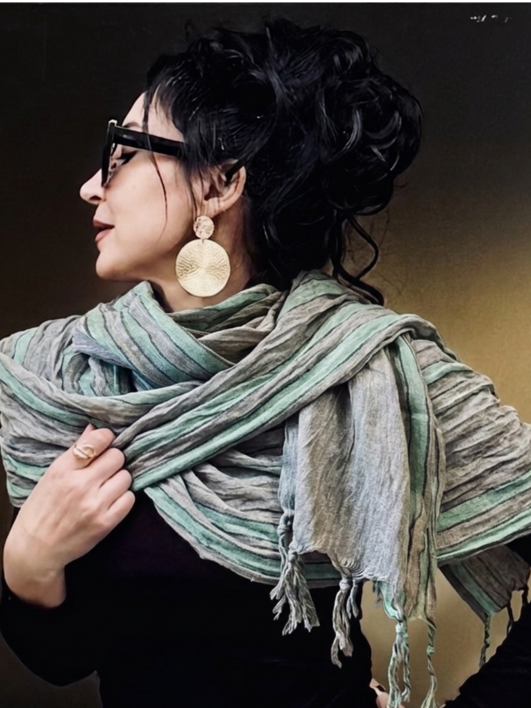 Handwoven Cotton Mint Grey Scarf