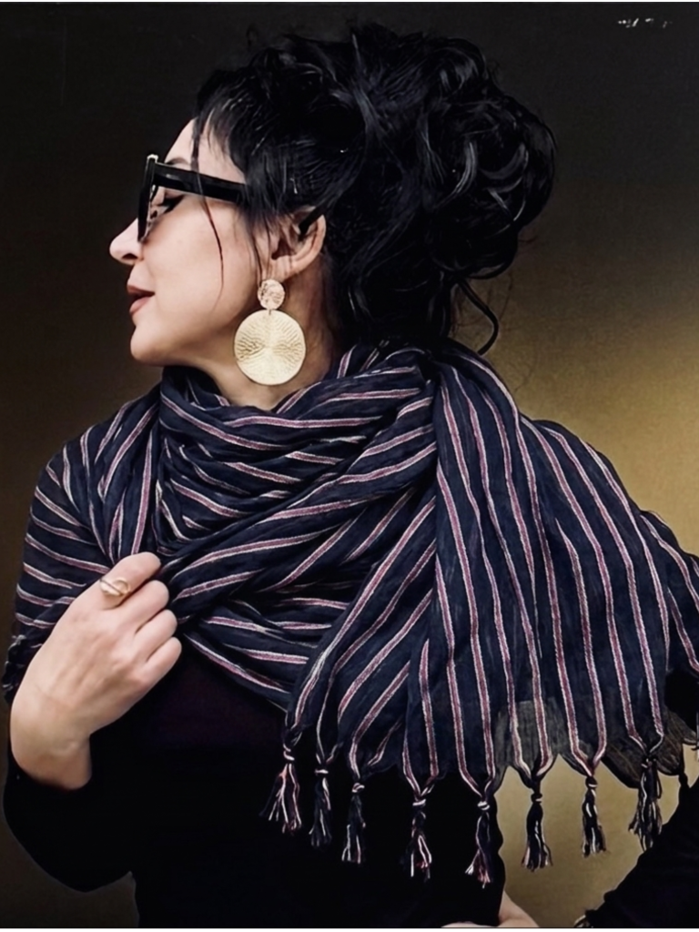 Handwoven Cotton Navy purple Scarf
