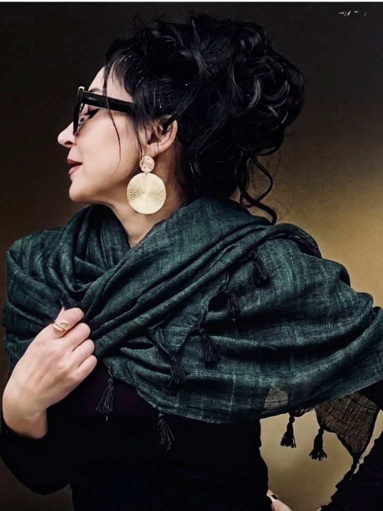 Handwoven Cotton Vintage Emerald scarf