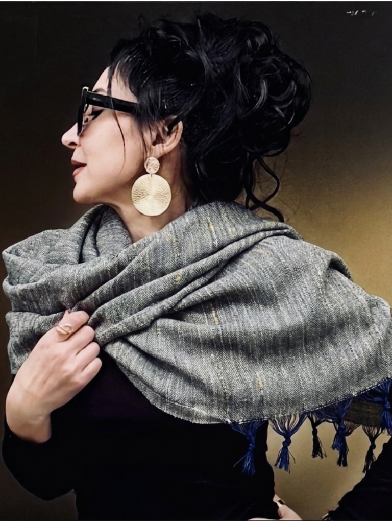 Handwoven Cotton Vintage Grey Scarf