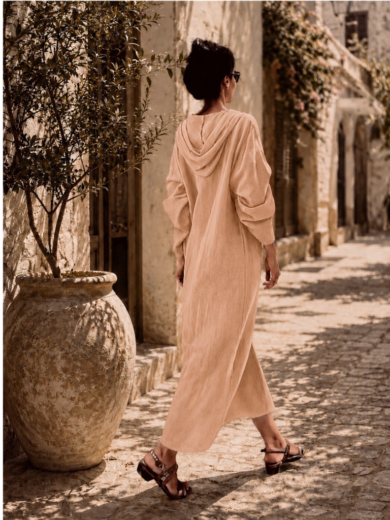 Handwoven cotton Blush hooded Dress