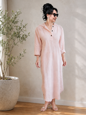 Handwoven cotton Blush hooded Dress - Image 2