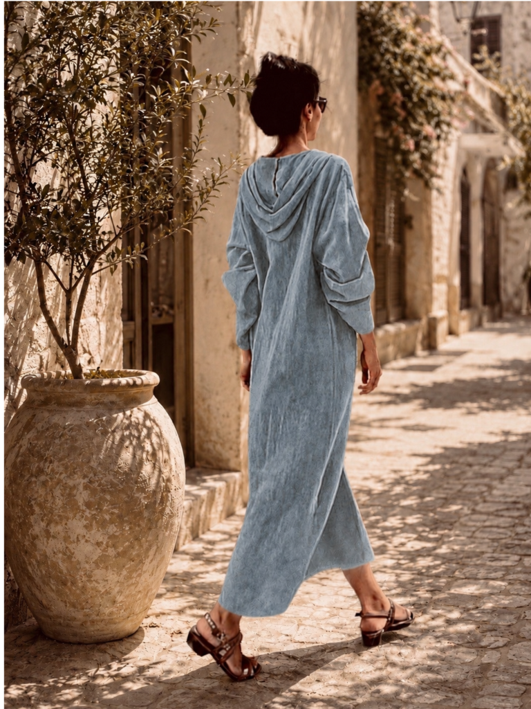 Handwoven cotton Marine hooded Dress