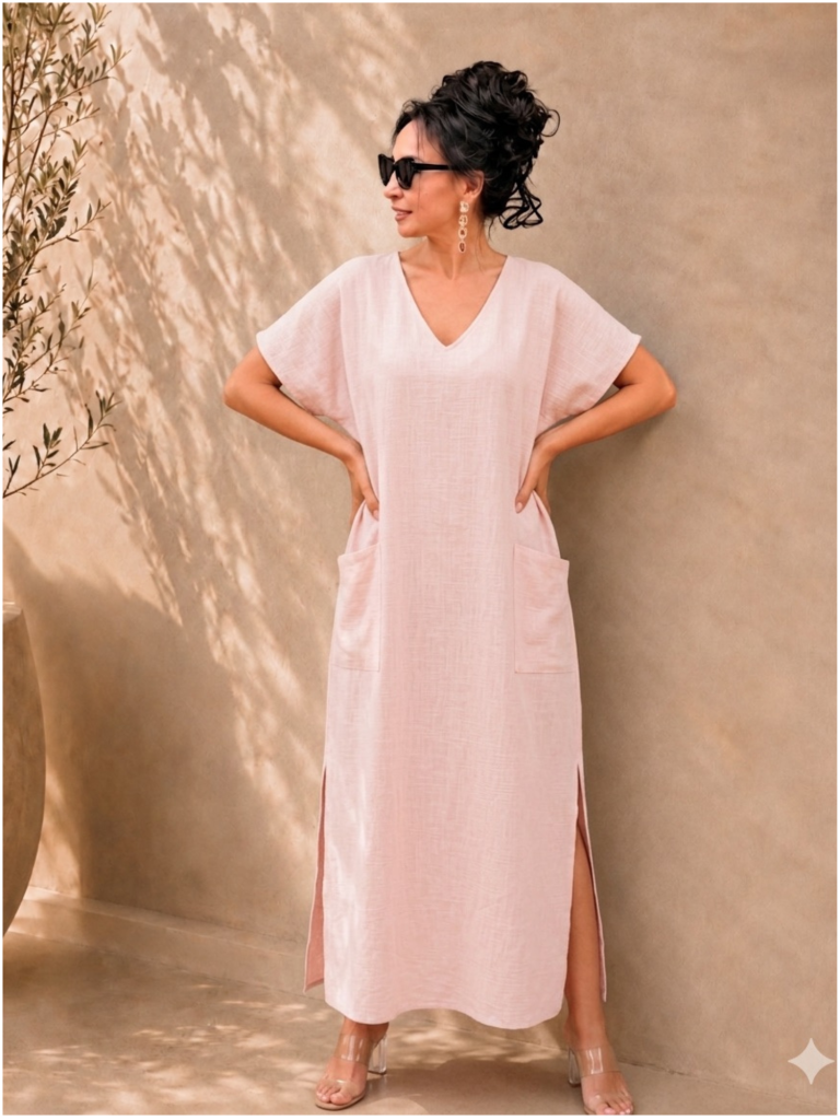 Handwoven Cotton Blush Long Dress
