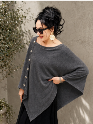 Button Poncho-Grey - Image 1